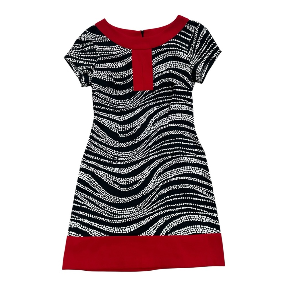 Connected Apparel Petite Red Black Midi Dress - Women’s Size 8P